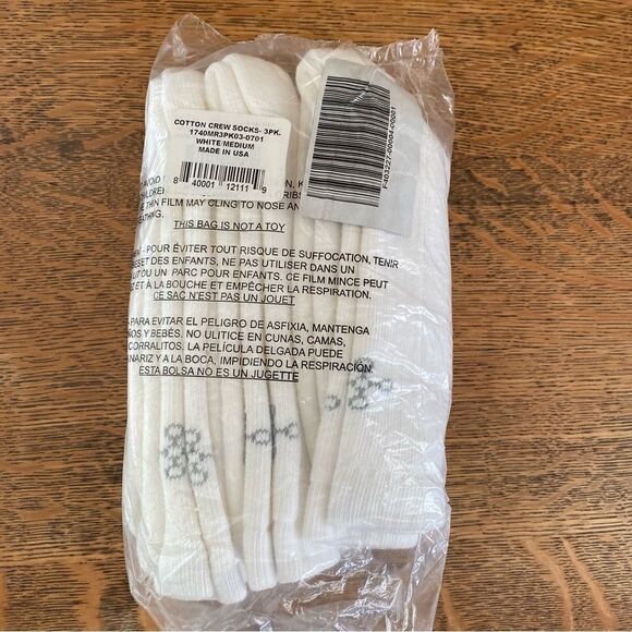 Tommie Copper Cotton White Compression Crew Socks 3 Pack. Size Medium. New NWT - Picture 5 of 7